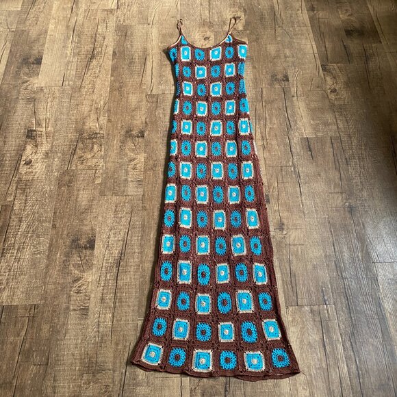 Rare Vintage 1990s Sue Wong Boho Crochet Dress, Size S - Picture 2 of 9